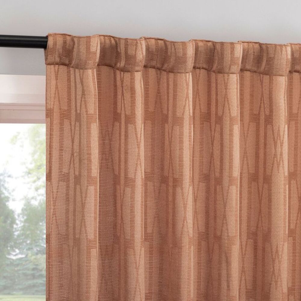 No. 918 -  52"x84" Dover Tonal Geometric Semi-Sheer B Brown